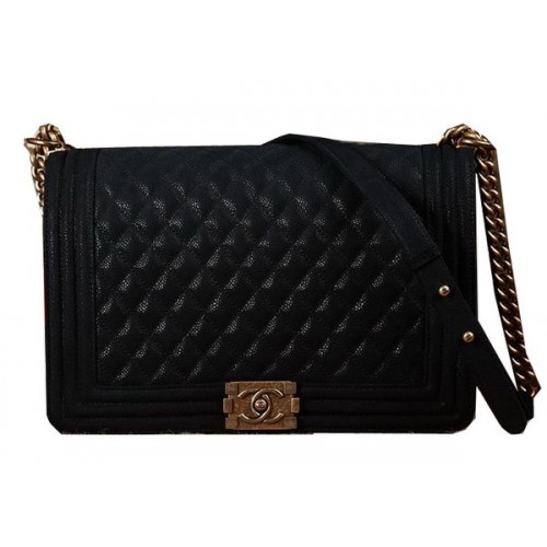 Boy Chanel Flap Umhängetasche Schwarz Nubukleder CHA67087 Gold