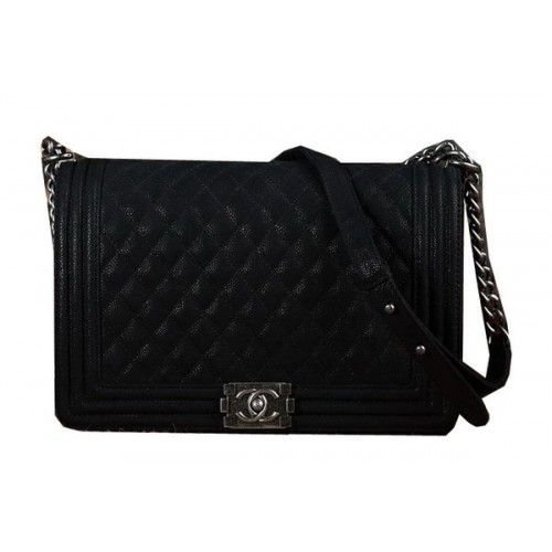 Boy Chanel Flap Umhängetasche Schwarz Nubukleder CHA67087 Silber