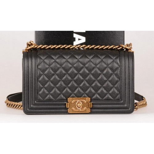 Junge Chanel Flap Umhängetasche Schwarz Original Cannage Muster A67086 Gold