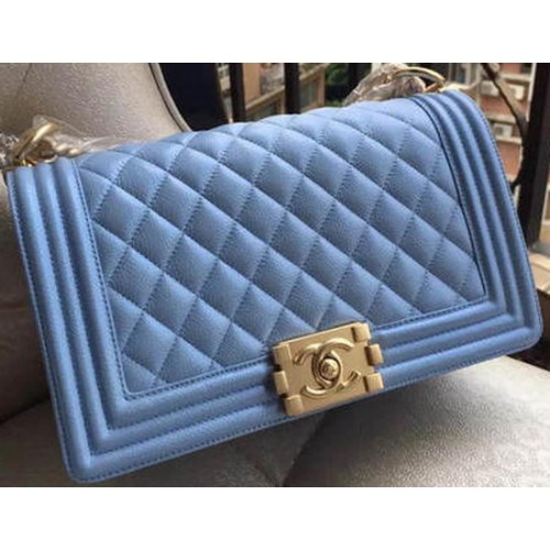 Junge Chanel Flap Umhängetasche Blau Cannage Muster A67086 Gold