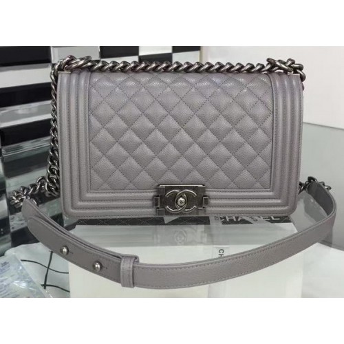 Junge Chanel Flap Umhängetasche Cannage Muster A67086 Grau
