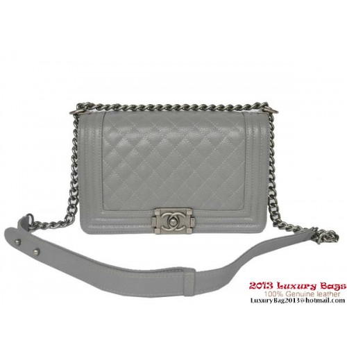 Boy Chanel Flap Umhängetasche Classic Cannage Patterns A67086 Grau