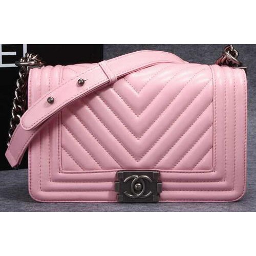 Junge Chanel Flap Umhängetasche Fischgrätennähte CHA6817 Rosa