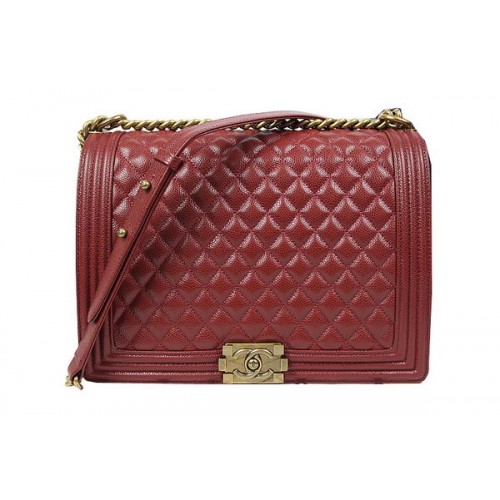 Boy Chanel Flap Umhängetasche Original Cannage Muster A67087 Burgund