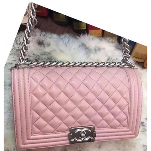 Boy Chanel Flap Umhängetasche Original Schaffell A64375 Pink