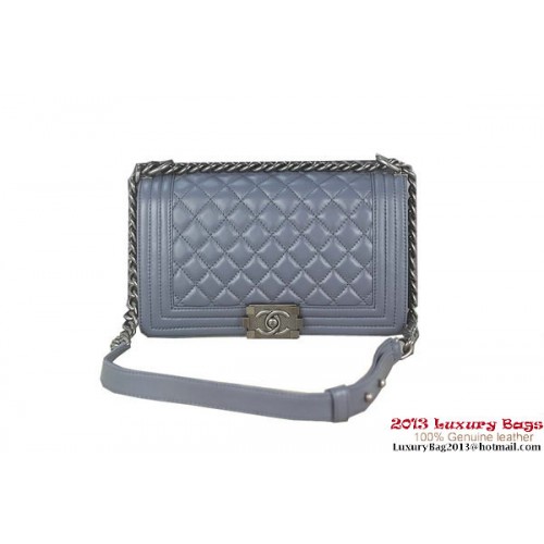 Boy Chanel Flap Umhängetasche Original Schafsleder A67025 Grau