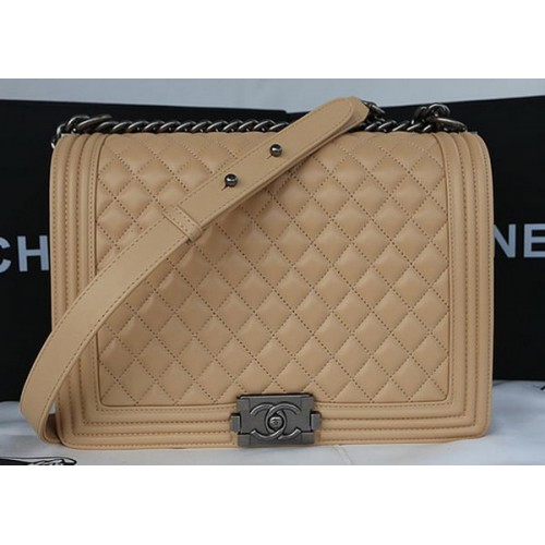 Boy Chanel Flap Umhängetasche Original Schafsleder A67087 Apricot