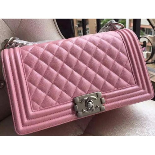 Junge Chanel Flap Umhängetasche Rosa Cannage Muster A67086 Silber