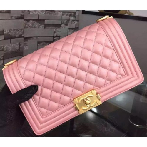 Boy Chanel Flap Umhängetasche Rosa Schafsleder A67086 Gold