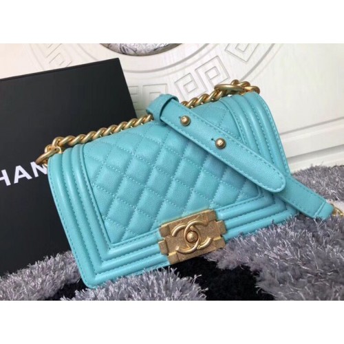 Boy Chanel Flap Umhängetasche Schafsleder A67085 Blau