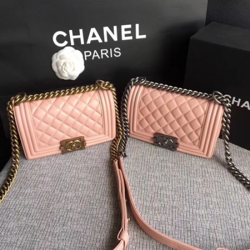 Boy Chanel Flap Umhängetasche Schafsleder A67085 Pink