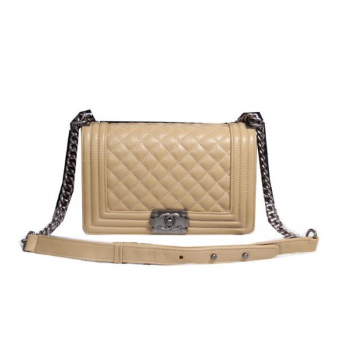 Boy Chanel Flap Umhängetasche Schafsleder CHA2068 Apricot