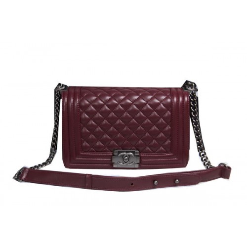 Boy Chanel Flap Umhängetasche Schafsleder CHA2068 Wein