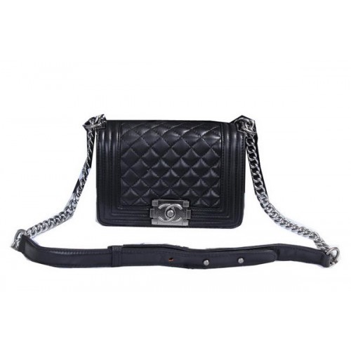 Boy Chanel Flap Umhängetasche aus Schafsleder A62050 Schwarz