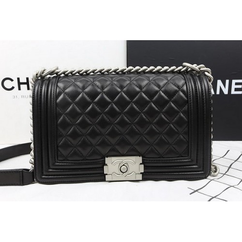 Boy Chanel Umhängetaschen mit Klappe Original Lammleder A67025 Schwarz