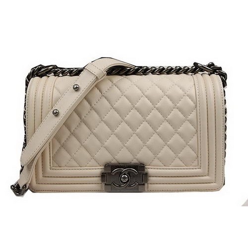 Boy Chanel Flap Umhängetaschen Original Schafsleder A67025 Beige