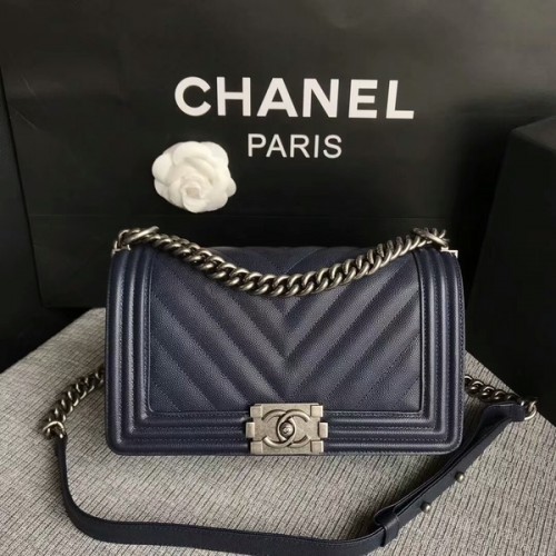 Junge Chanel Original Chevron Leder 67086 Blau
