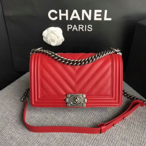Junge Chanel Original Chevron Leder 67086 Rot