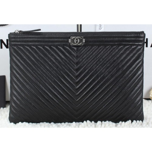 Junge Chanel Schaffell-Lederclutch A6953 Schwarz