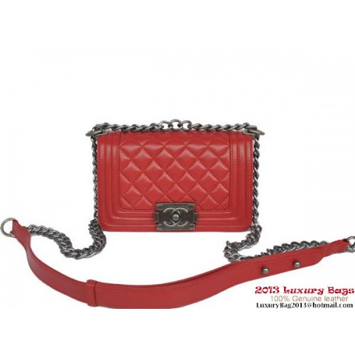 Boy Chanel Small Flap Umhängetasche Schafsleder A67086 Rot