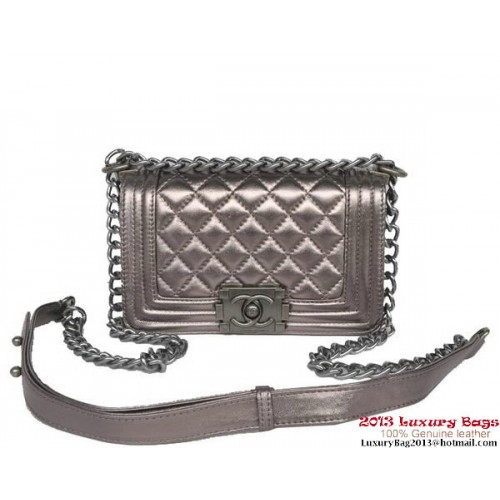 Boy Chanel Small Flap Umhängetasche Schafsleder A67086 Silber