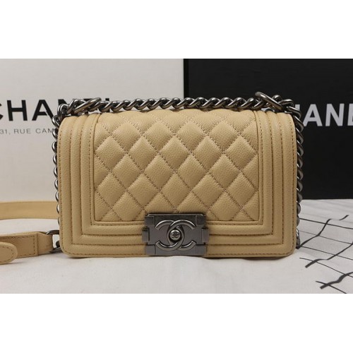 Junge Chanel Mini Flap Bag Apricot Cannage Muster A67025 Silber