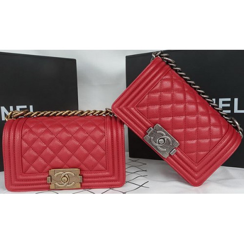 Junge Chanel Mini Flap Bag Original Cannage Muster A67085 Dunkelrot