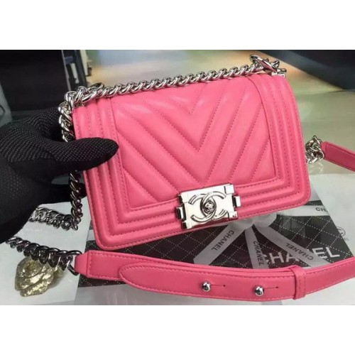 Junge Chanel Mini Flap Bag Original Chevron Nubukleder A5707 Rose