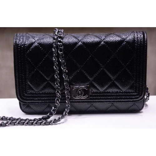 Boy Chanel Mini Flap Taschen Bright Cannage Muster A33815 Schwarz