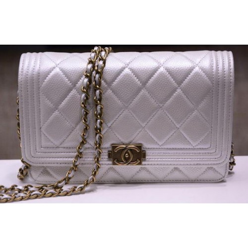 Boy Chanel Mini Flap Taschen Bright Cannage Muster A33815 OffWhite