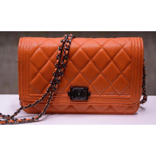 Boy Chanel Mini Flap Bags Bright Cannage Muster A33815 Orange