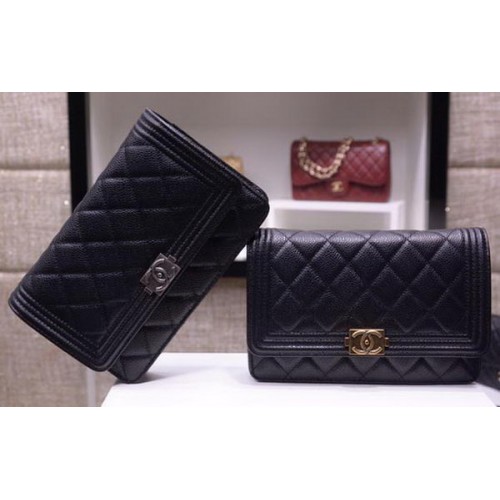 Junge Chanel Mini Flap Taschen Cannage Muster A33815 Schwarz