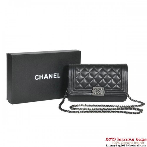 Boy Chanel Mini Flap Umhängetasche Schafsleder Schwarz
