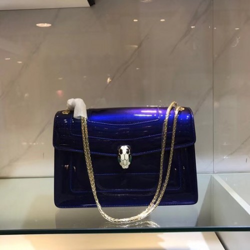 Bulgari Umhängetasche aus Metallic-Leder 15004 blau