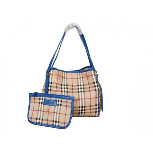 BurBerry B8883 Kleine Tragetasche Haymarket Check Blau