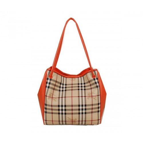 BurBerry Kleine Tragetasche mit Karomuster Haymarket B5911 Orange