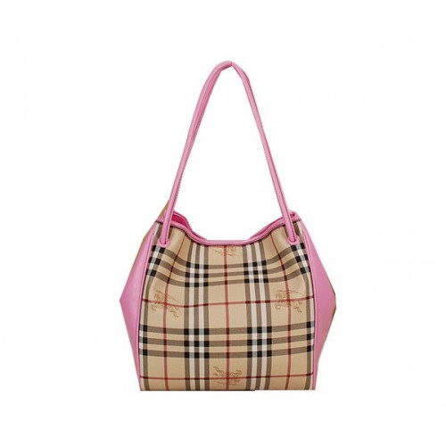 BurBerry Kleine Tragetasche mit Karomuster Haymarket B5911 Pink