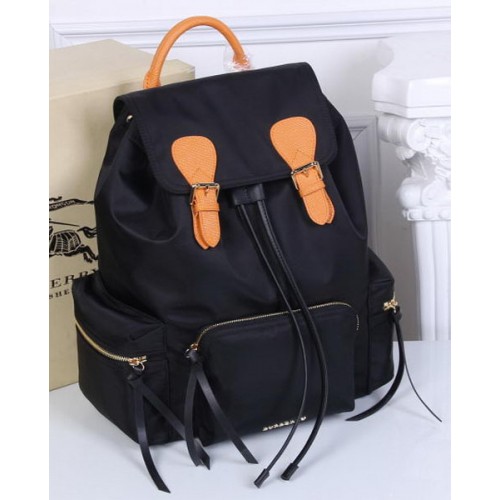 Burberry Großer Rucksack Stoff BU41048 Schwarz & Orange
