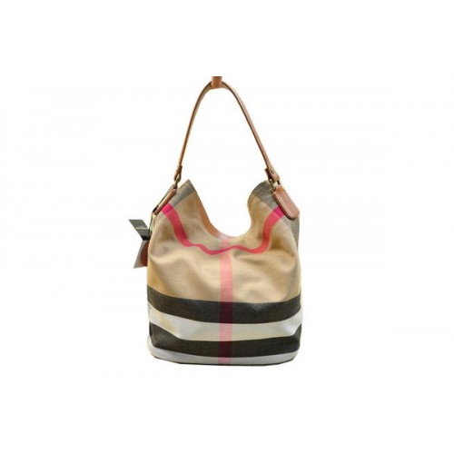 Burberry Medium Brit Check Hobo Bag B8931 Weizen