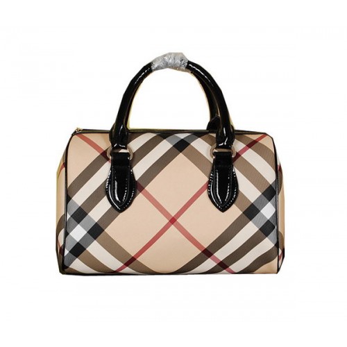 Burberry Medium Nova Check Bowlingtasche 7903 Schwarz