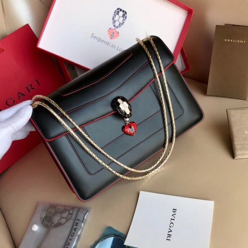Bvlgari Forever serpenti in love Original Kalbsleder Umhängetasche 2466 schwarz