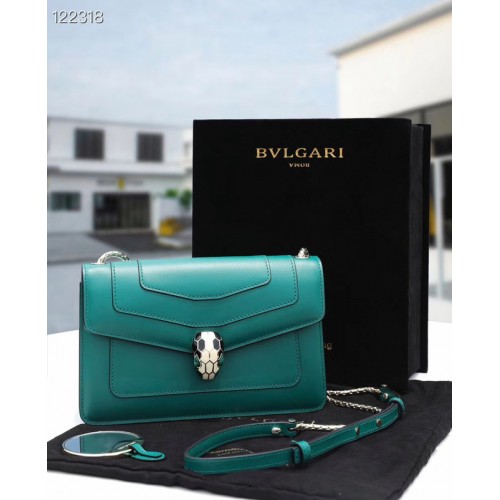 Bvlgari Serpenti Forever kleine Umhängetasche aus Leder 28090 Smaragd