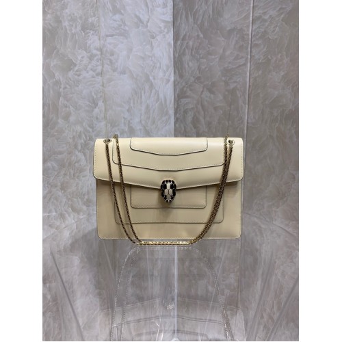 Bvlgari Serpenti Forever kleine Umhängetasche aus Leder 35106 Creme