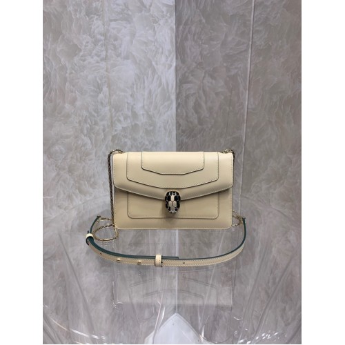 Bvlgari Serpenti Forever kleine Umhängetasche aus Leder 65106 Creme