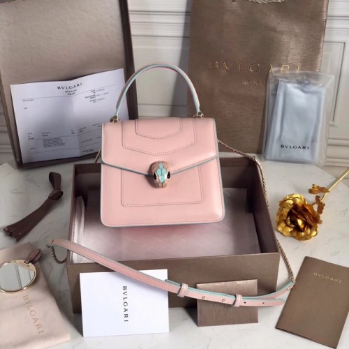 Bvlgari Serpenti Forever kleine Umhängetasche aus Leder 70736 Rosa