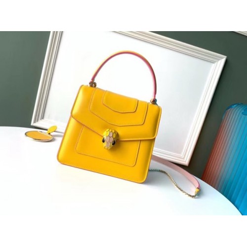 Bvlgari Serpenti Forever kleine Umhängetasche aus Leder 70736 gelb