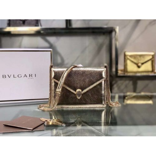 Bvlgari Serpenti Forever kleine Umhängetasche aus Leder B210544 Hellgold