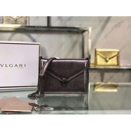 Bvlgari Serpenti Forever kleine Umhängetasche aus Leder B210544 silbergrau