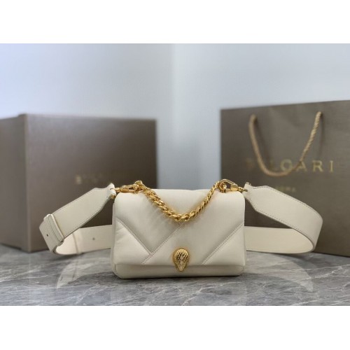 Bvlgari Serpenti Forever kleine Umhängetasche aus Leder B219068 Creme
