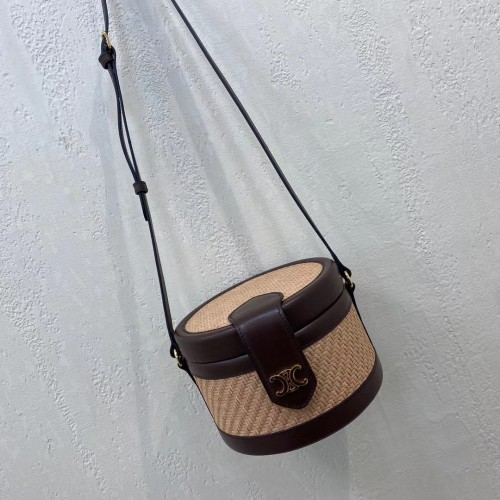 CELINE MEDIUM TAMBOUR BAG IN TRIOMPHE CANVAS 195192 braun